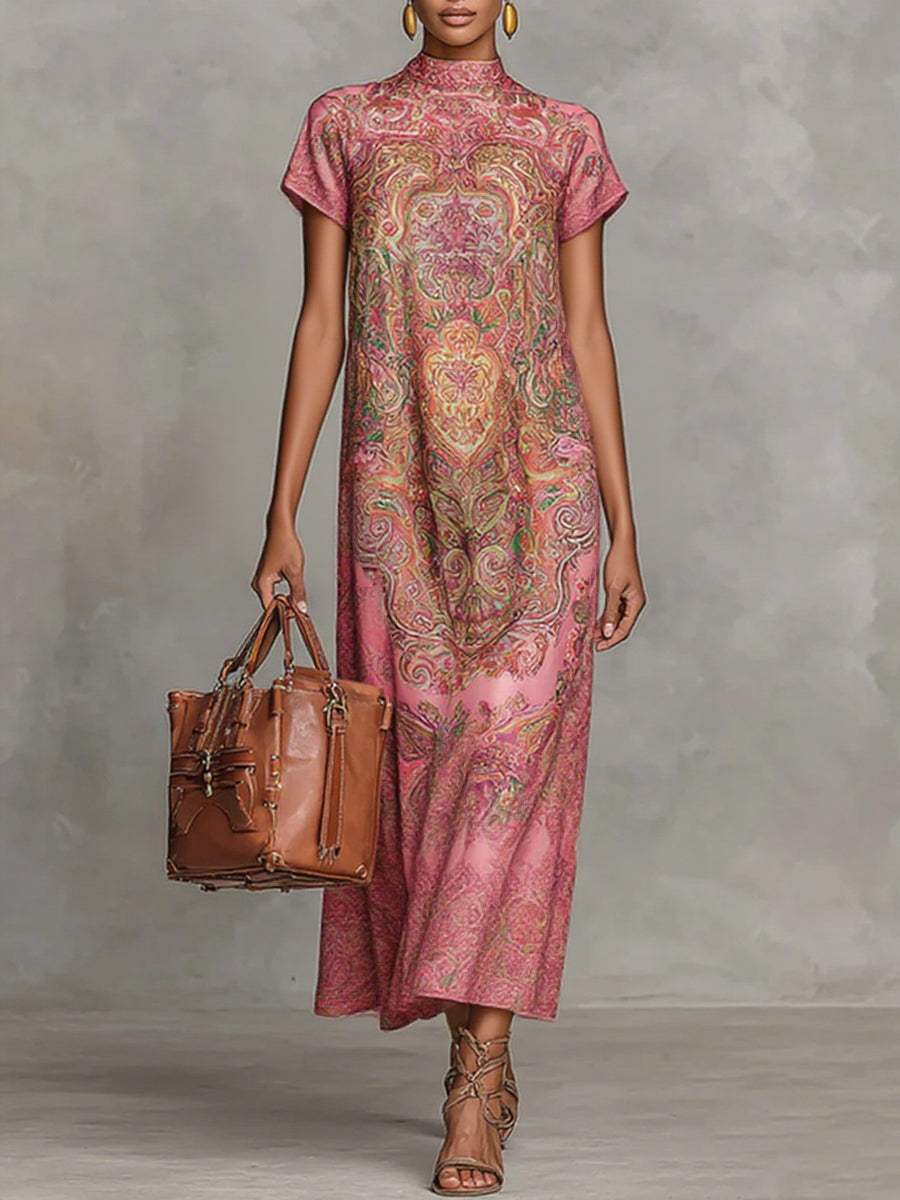Anna-Berg | Loose Short Sleeves Contrast Color Dress