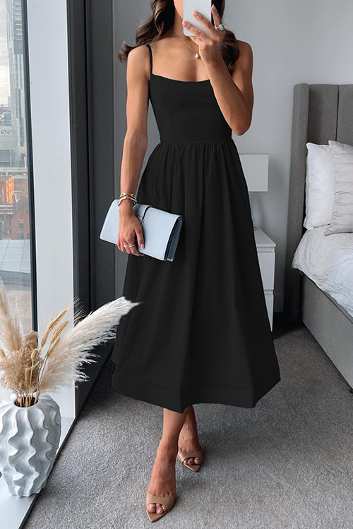 Anna-Berg | Elegant Sleeveless Midi Dress With Spaghetti Straps