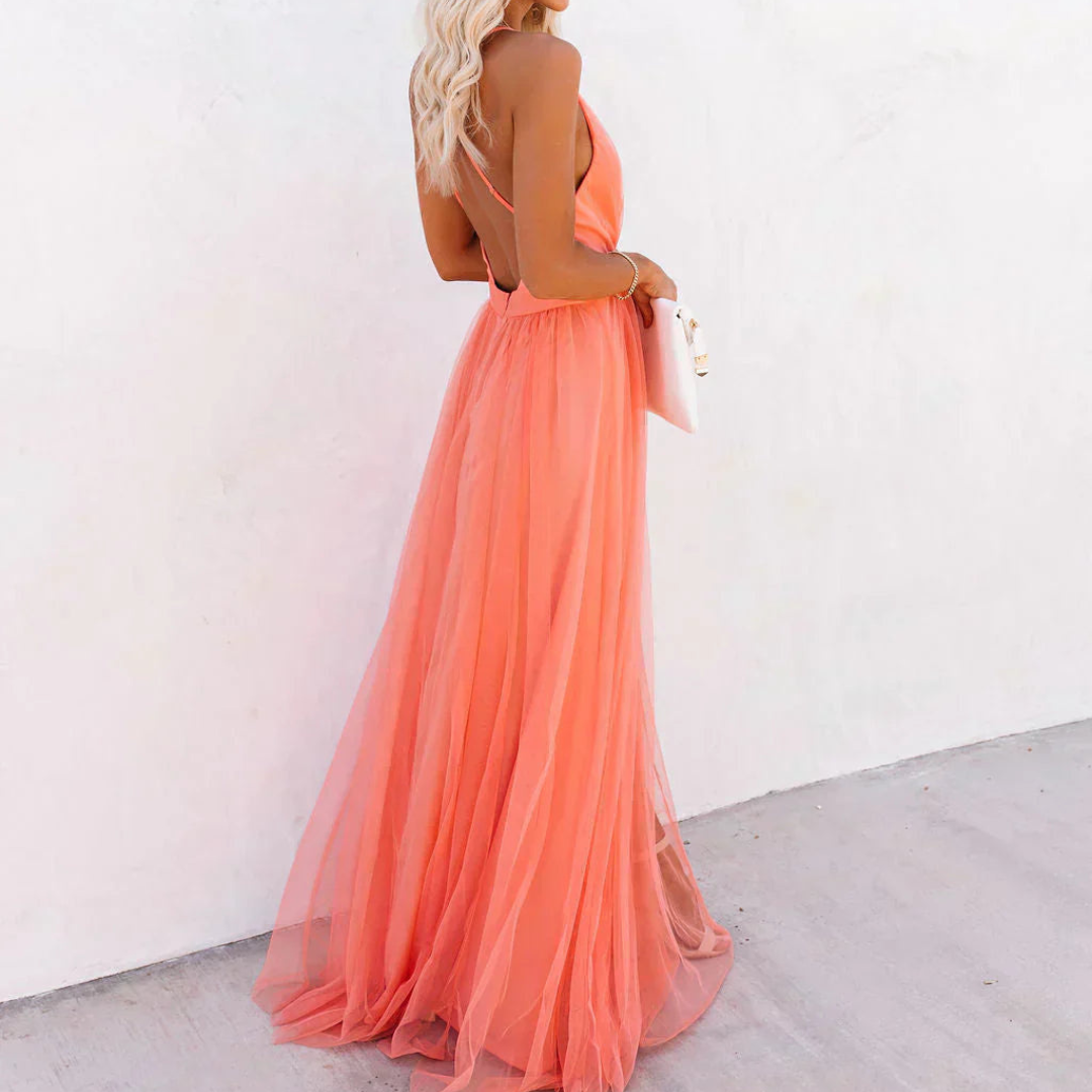 Anna-Berg | Refined Coral Light Maxi Dress Made to Turn Heads
