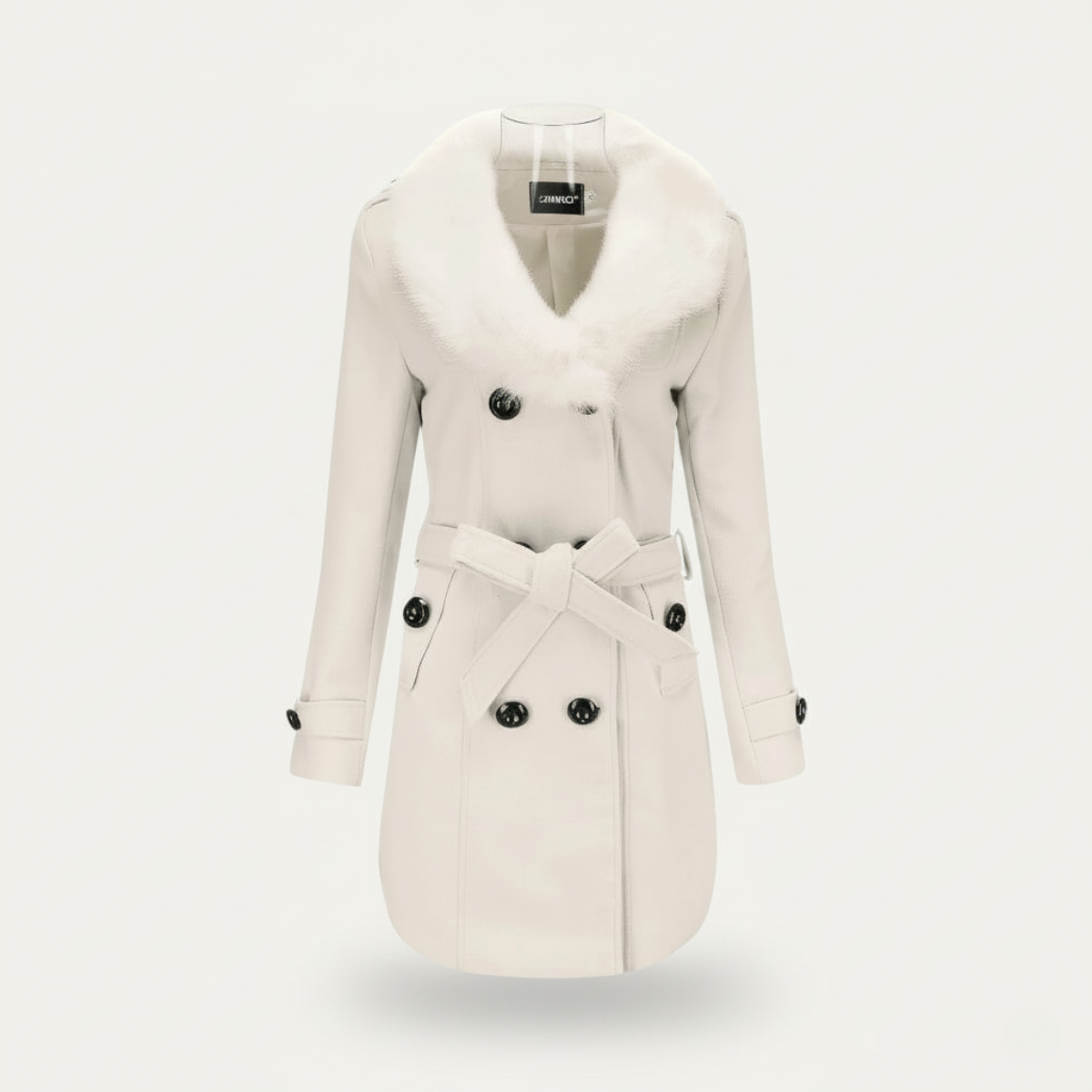 Anna-Berg | Trench Coat, Double-Breasted, Belted, Faux Fur Collar