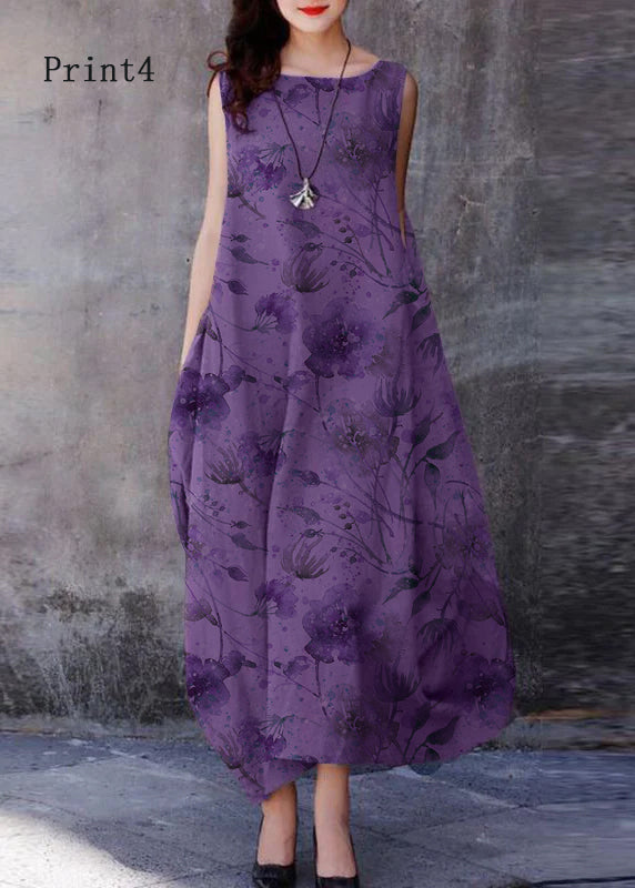 Anna-Berg | Bohemian Purple O-Neck Extra Large Dress