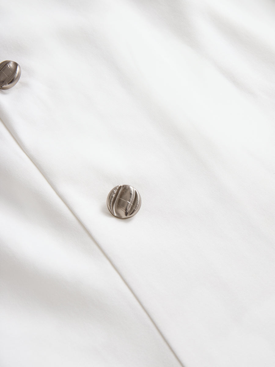 Anna-Berg | Stylish Double-Breasted White Dress with Navy Accents