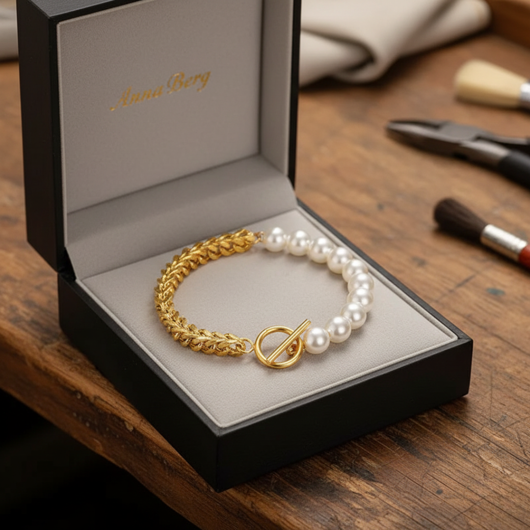 Elegant gold and pearl bracelet