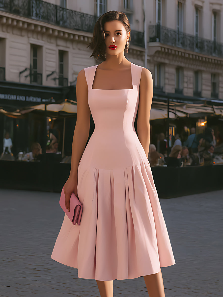Anna-Berg | Structured Square Neck Sleeveless Dress
