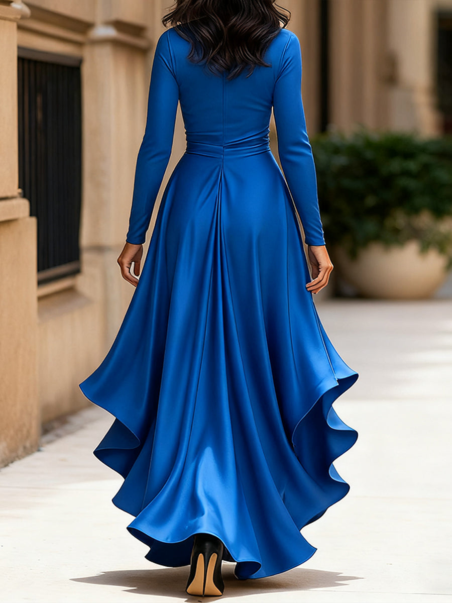 Anna-Berg | Midnight Blue Draped Satin Dress