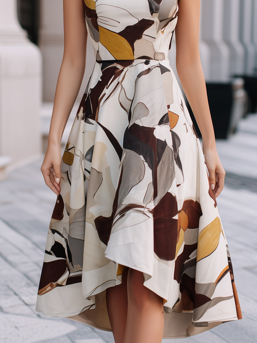 Anna-Berg | Abstract Floral Sleeveless Fit Flare Dress