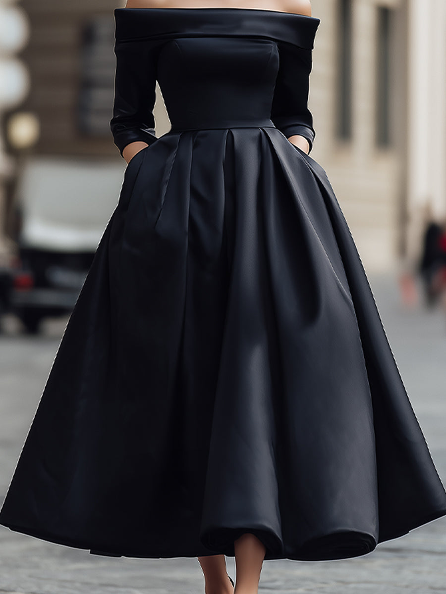 Anna-Berg | Elegant Off-Shoulder Satin Dress