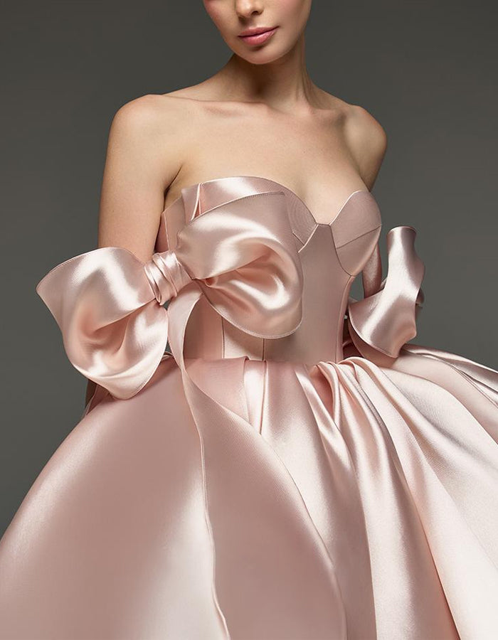 Anna-Berg | Light Pink Satin Cocktail Sweetheart Dress