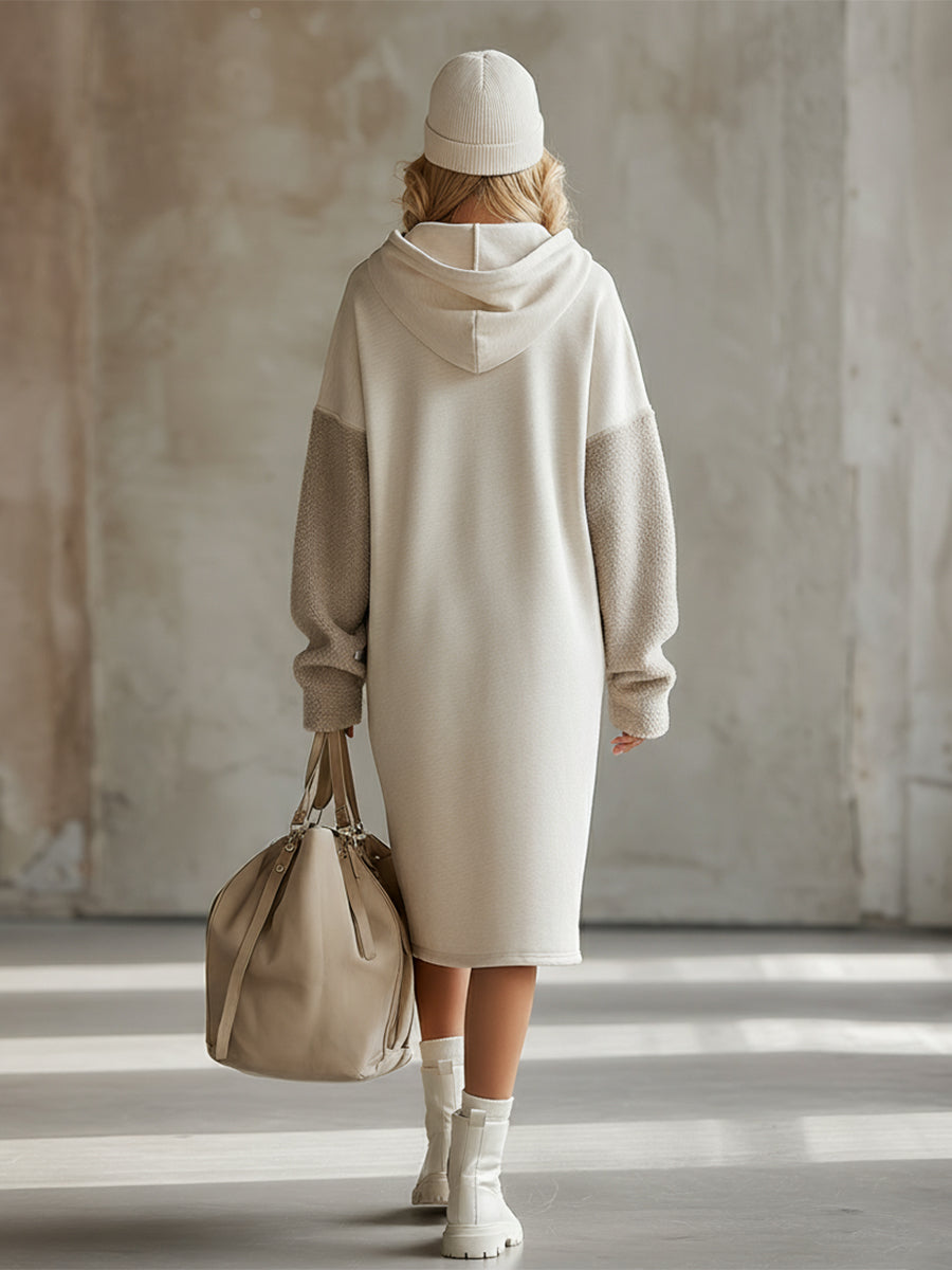Anna-Berg | Beige Hooded Dress
