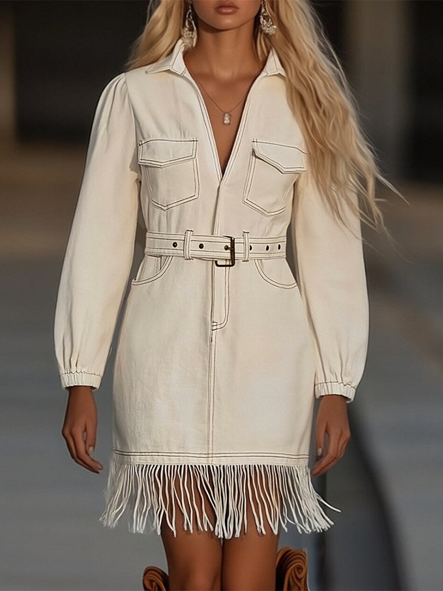 Anna-Berg | Denim Tassel Dress