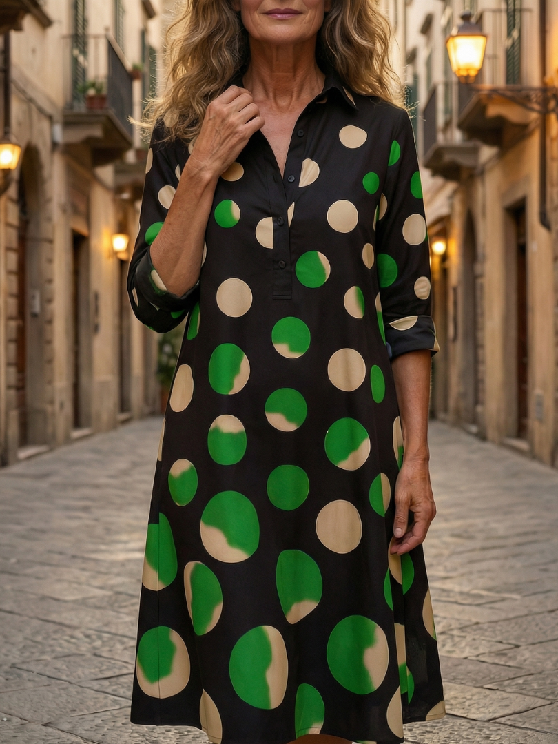 Anna-Berg | Refined Contrast Polka Dot Dress