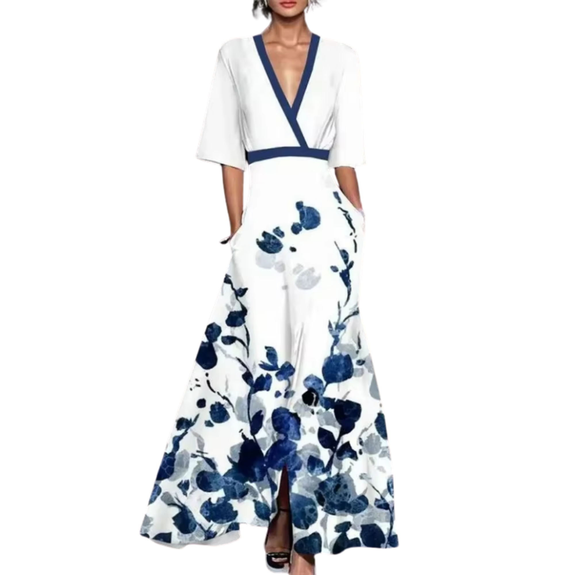 Anna-Berg | Elegant Floral Spring Dress With V-Neck for Every Occasion