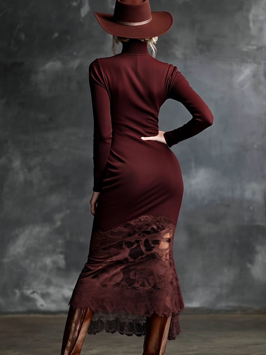 Anna-Berg | Burgundy Lace Evening Dress