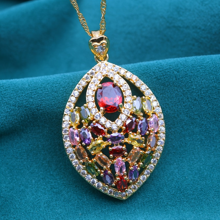 Elegant Multicolored Cubic Zirconia Hanging Necklace