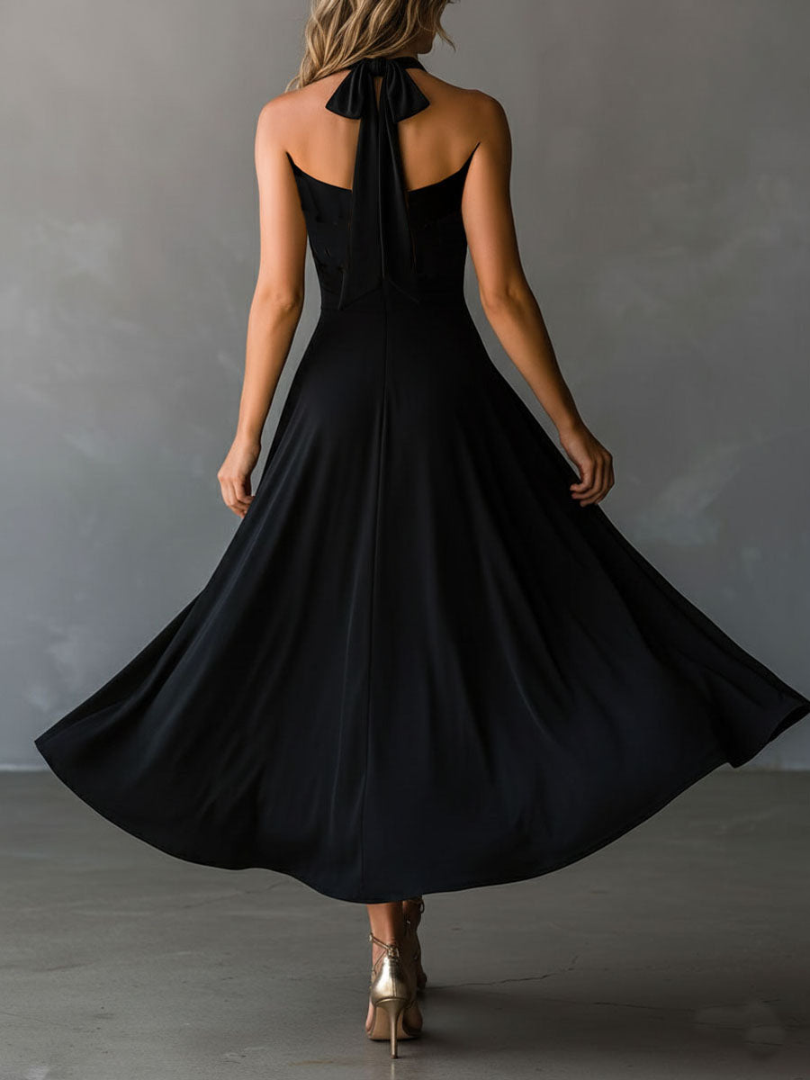 Anna-Berg | Black Halter Neck Evening Dress