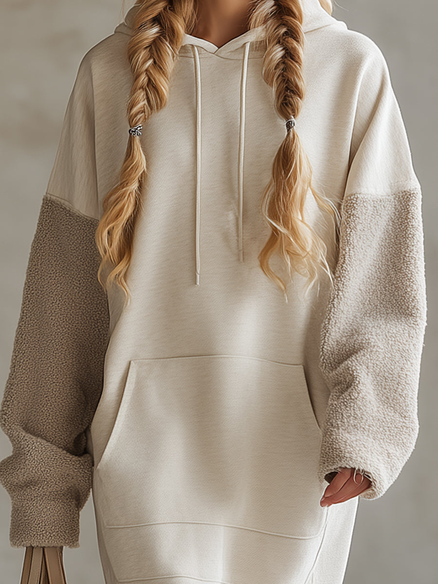 Anna-Berg | Beige Hooded Dress