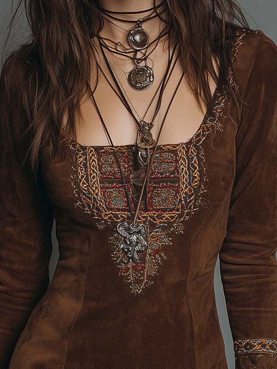Anna-Berg | Vintage Brown Suede Dress