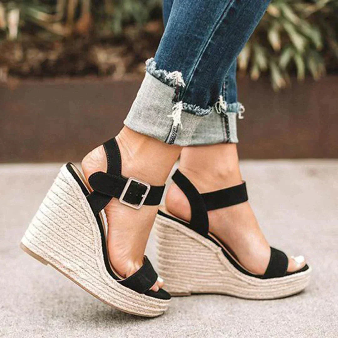 Anna-Berg | Modern Woven Adjustable Buckle Wedge Sandals