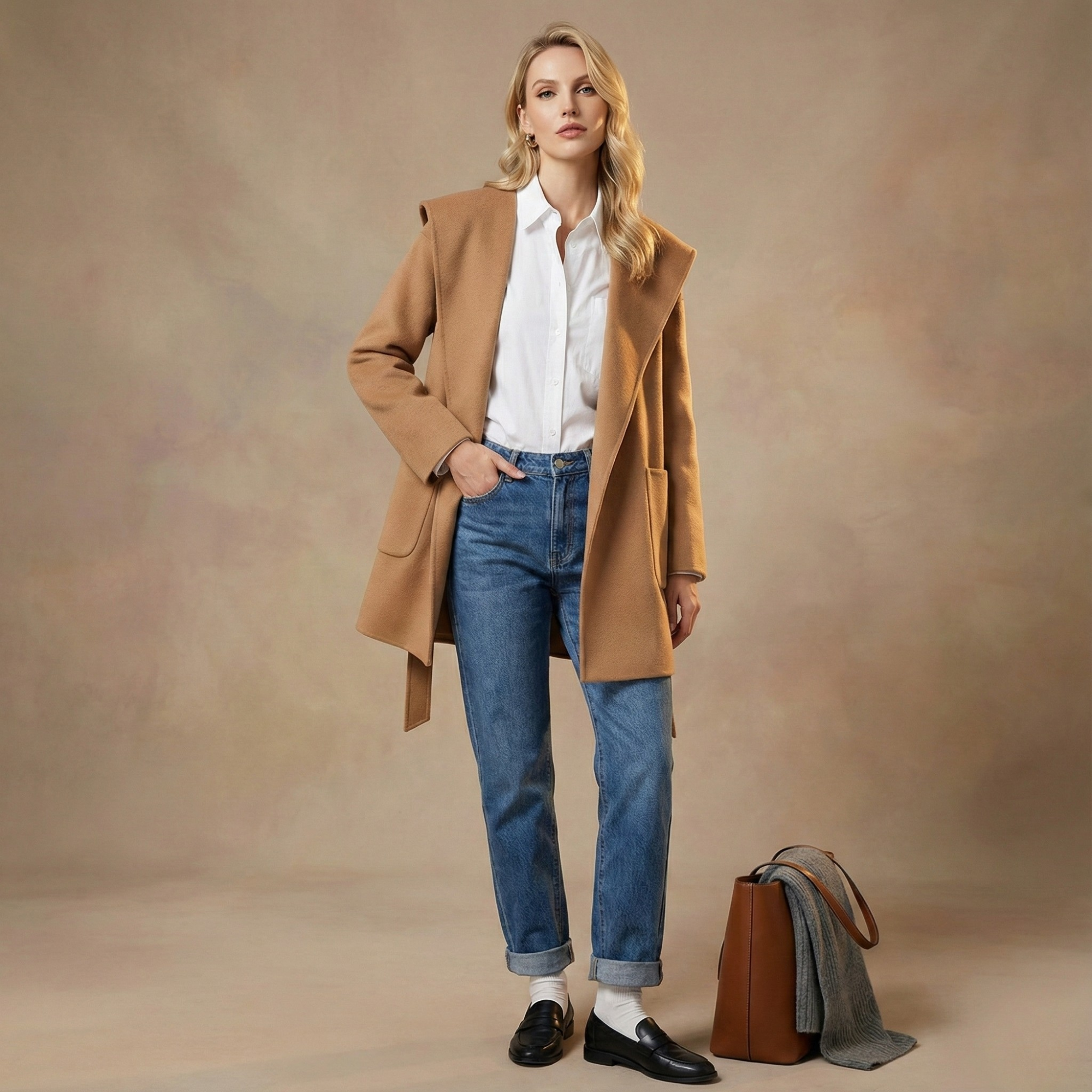 Anna-Berg | Coat, Camel Hair, Long, Pointed