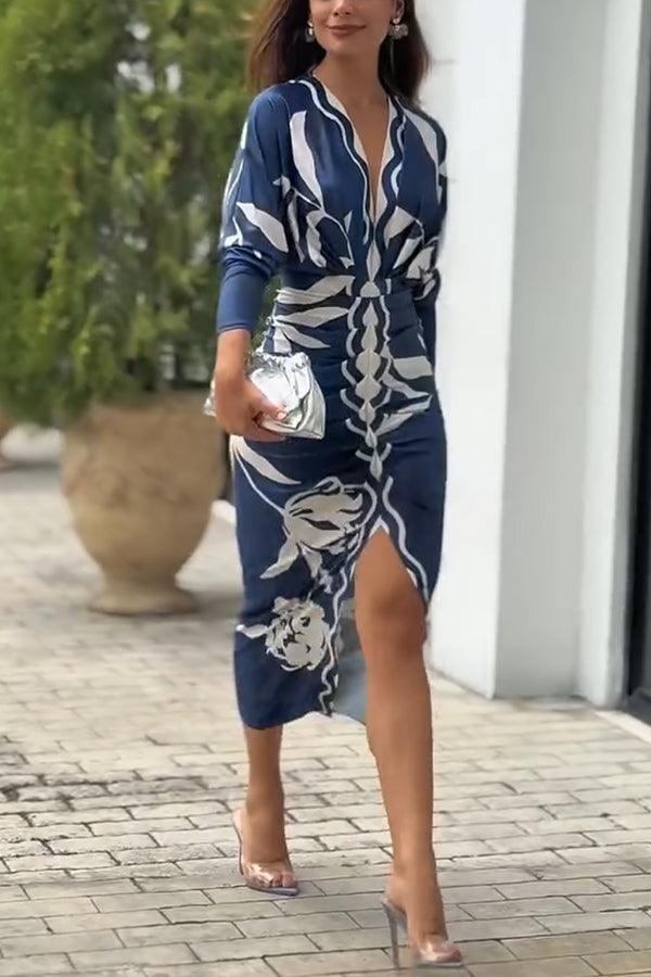 Anna-Berg | Effortless Unique Print Dolman Midi Dress