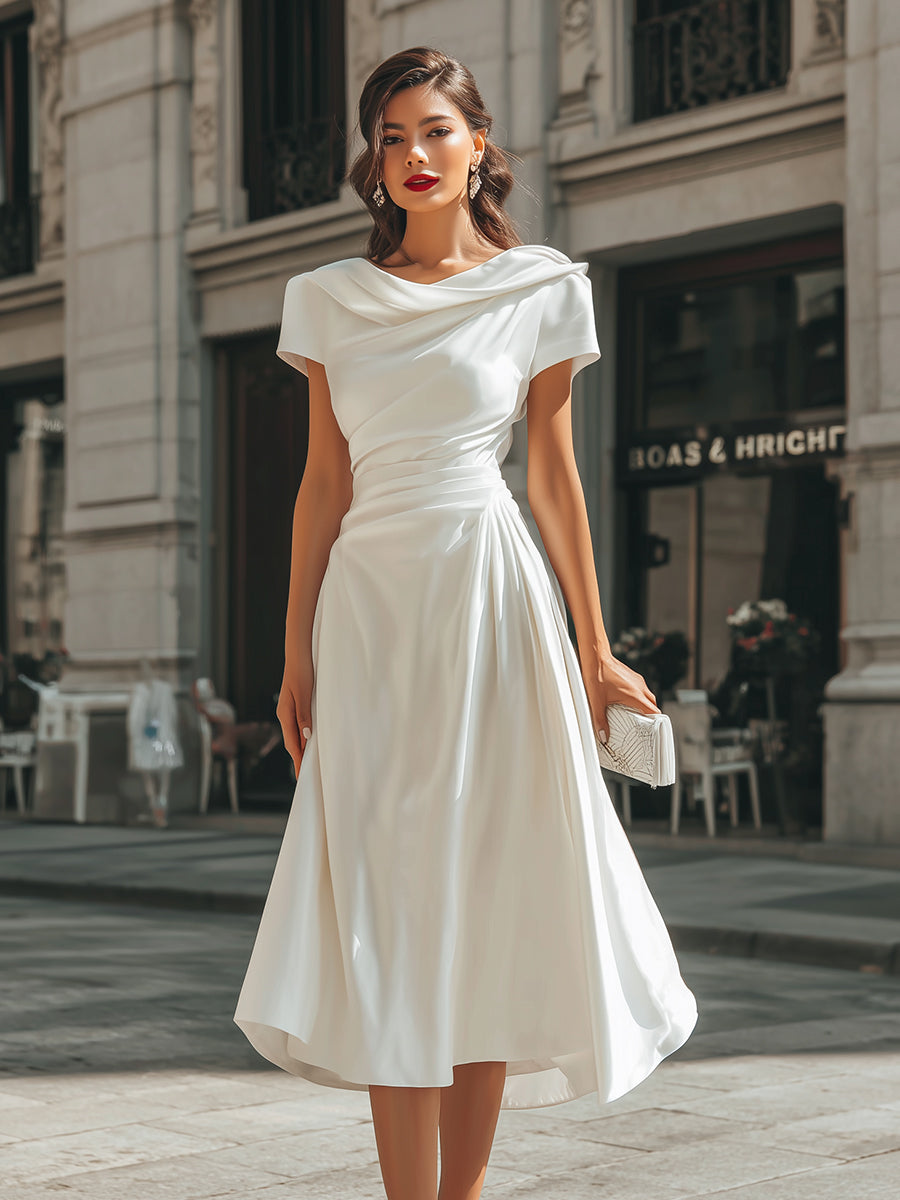 Anna-Berg | Draped Asymmetric Midi Dress