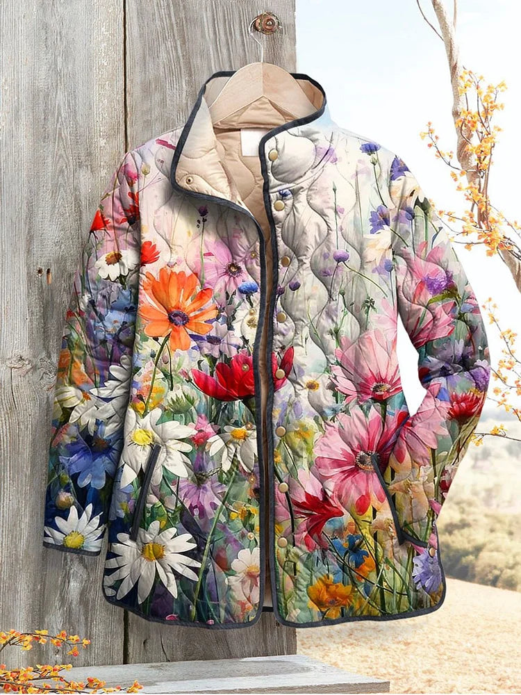 Anna-Berg | Quilted Jacket - Floral Print, Casual Style