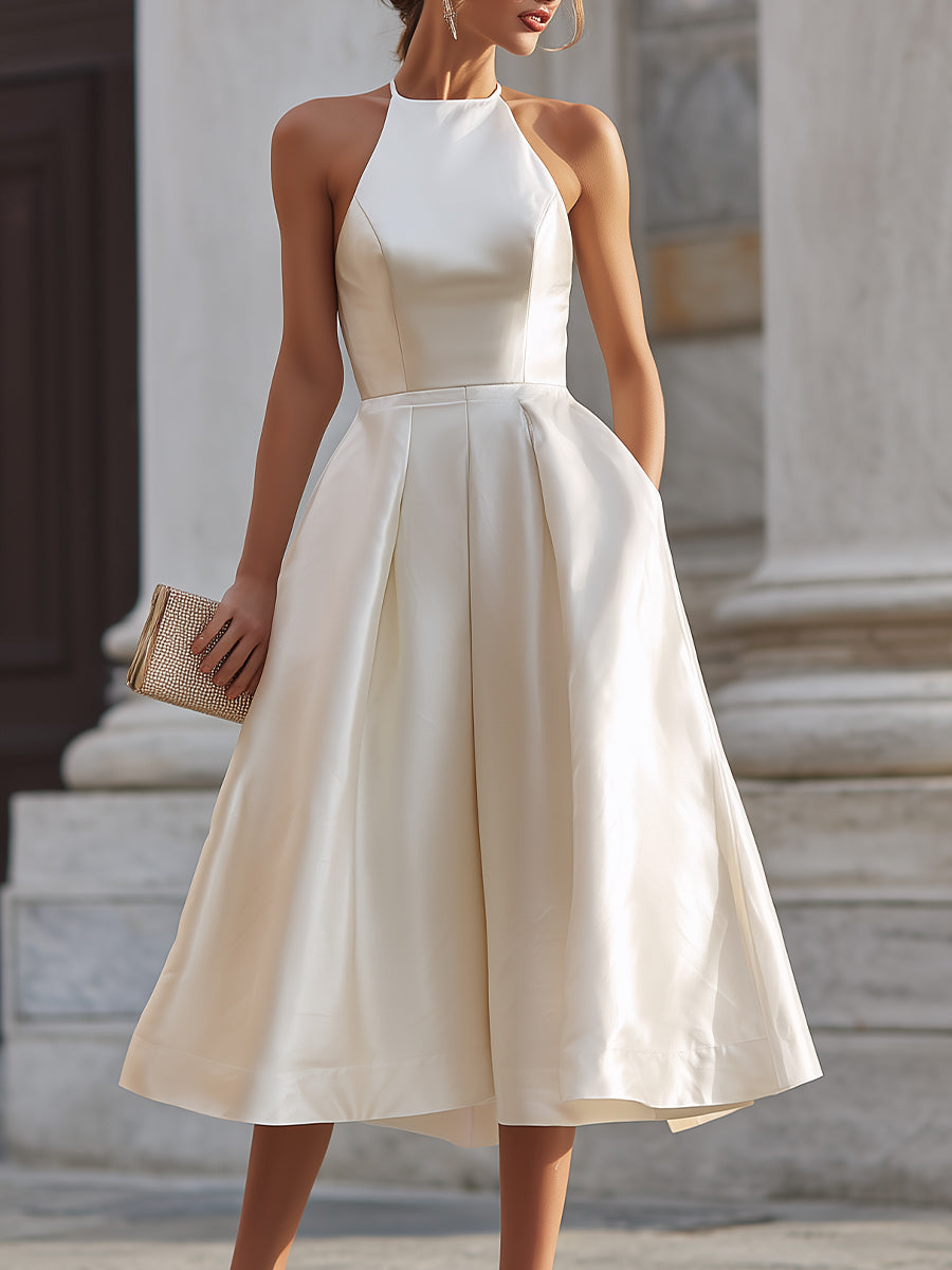 Anna-Berg | Halter-Neck Pleated Dress