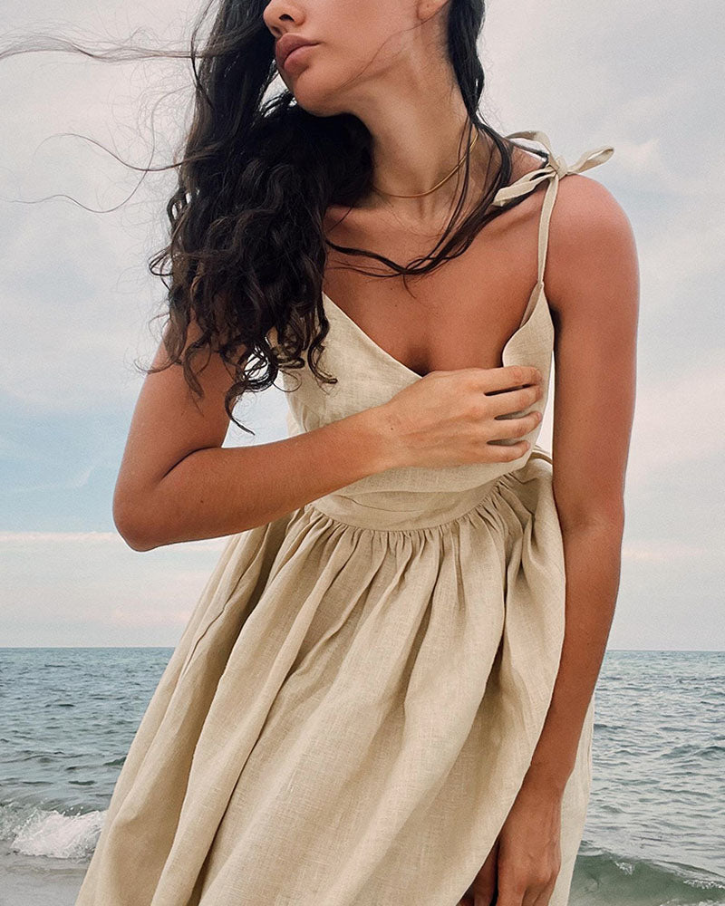 Anna-Berg | Backless Dress with V-Neck - Elegance Meets Modern Comfort