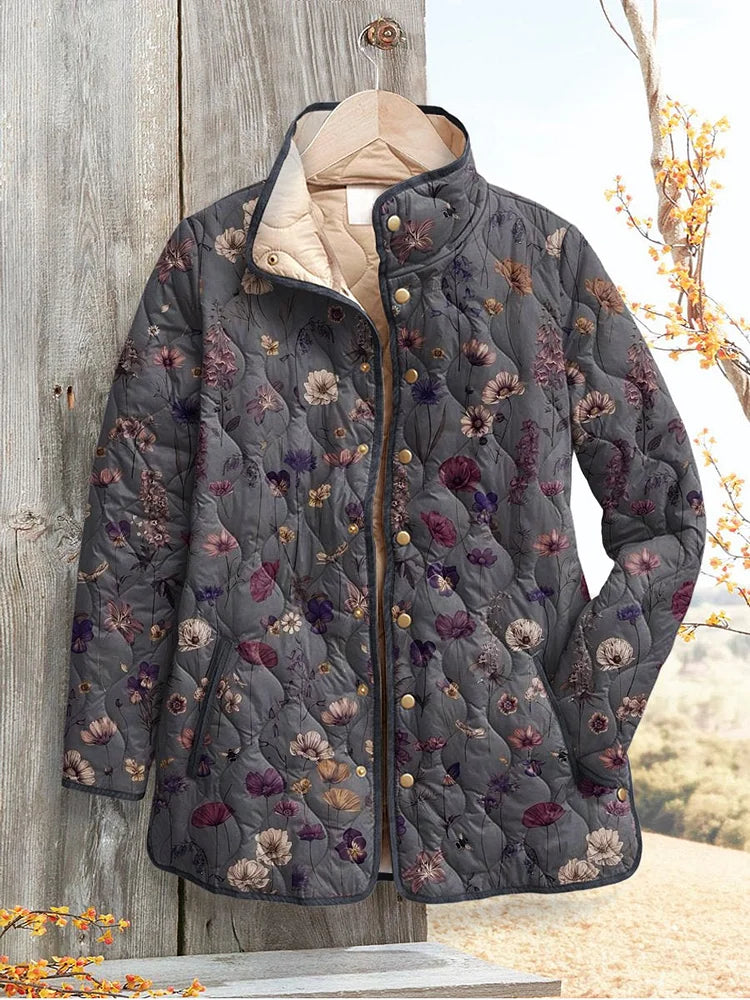 Anna-Berg | Women's Quilted Jacket, Floral Print