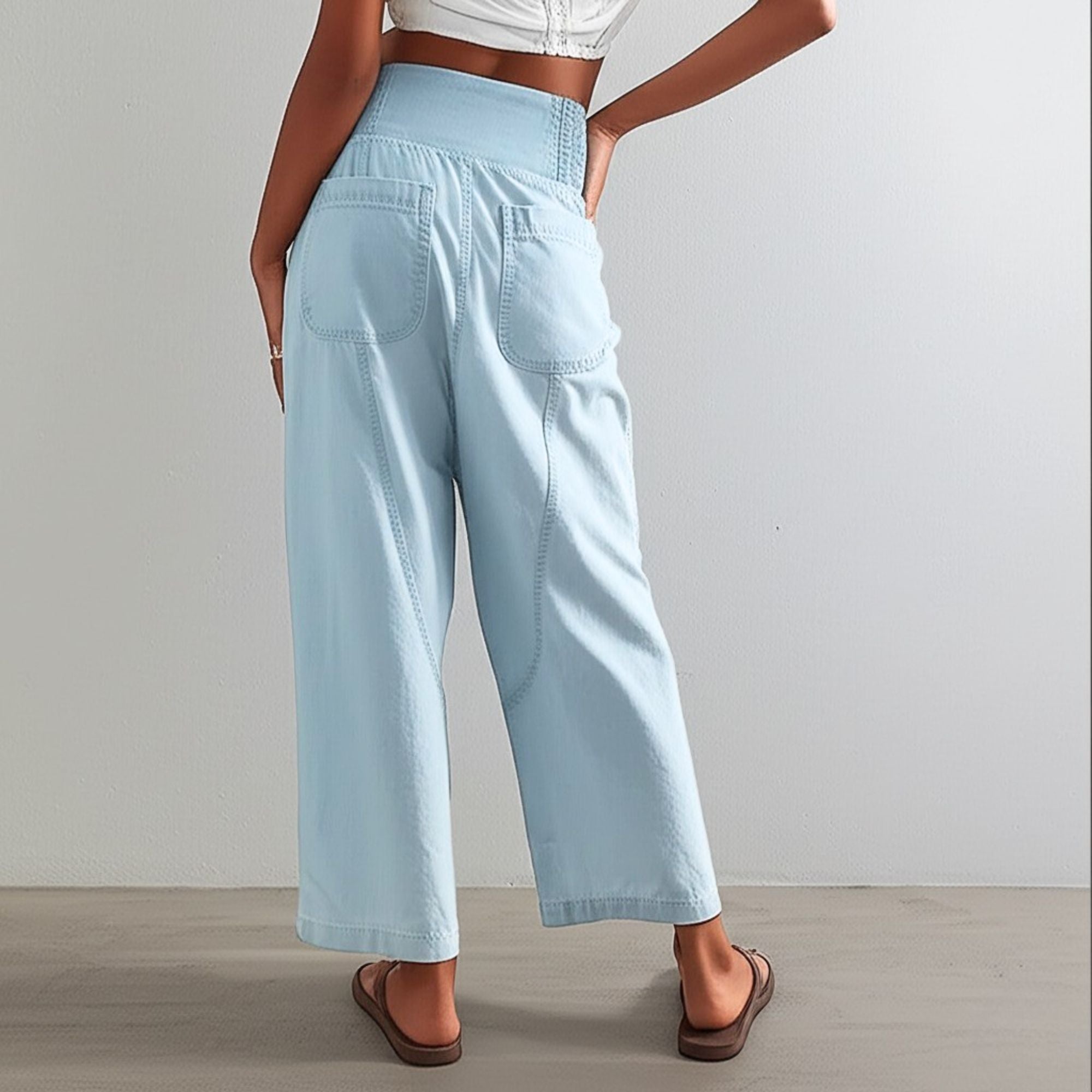 Anna-Berg | Black Wide-Leg Relaxed-Fit Cotton Pant