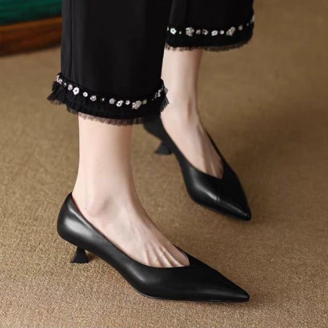Anna-Berg | Elegant Pointed Toe Leather Heels