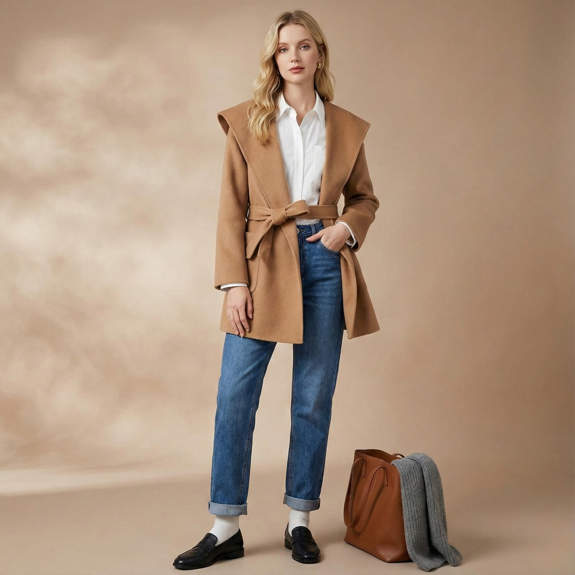 Anna-Berg | Coat, Camel Hair, Long, Pointed