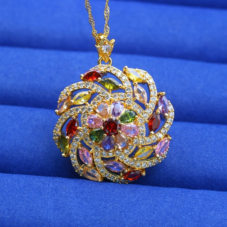 Elegant Multicolored Cubic Zirconia Pendant Necklace