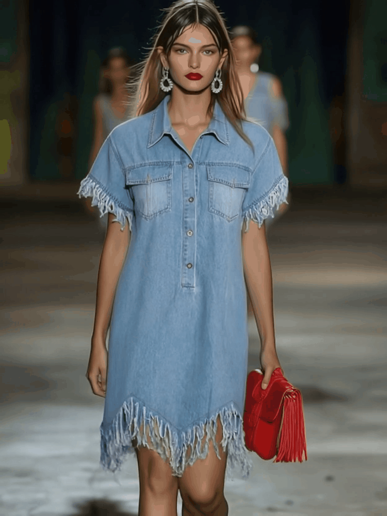 Anna-Berg | Denim Tassel Casual Dress