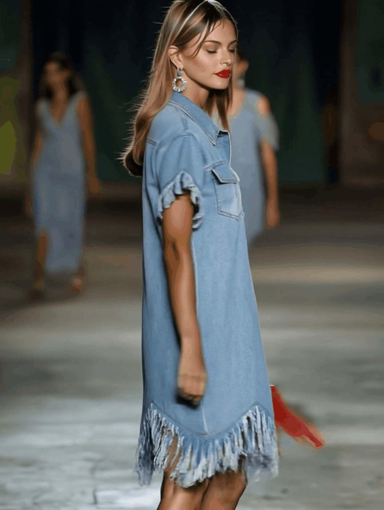 Anna-Berg | Denim Tassel Casual Dress