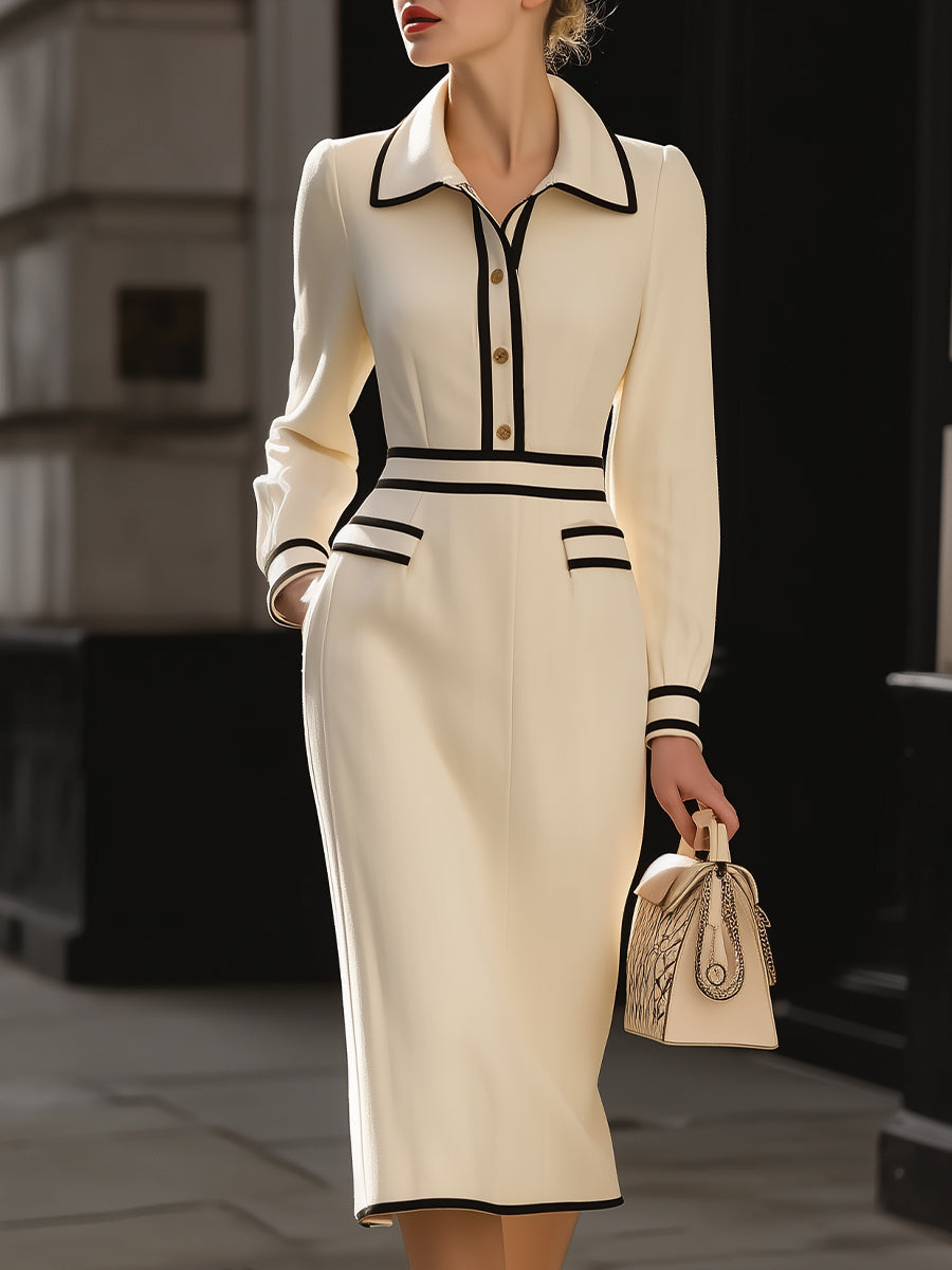 Anna-Berg | Classic Contrast-Trim Dress