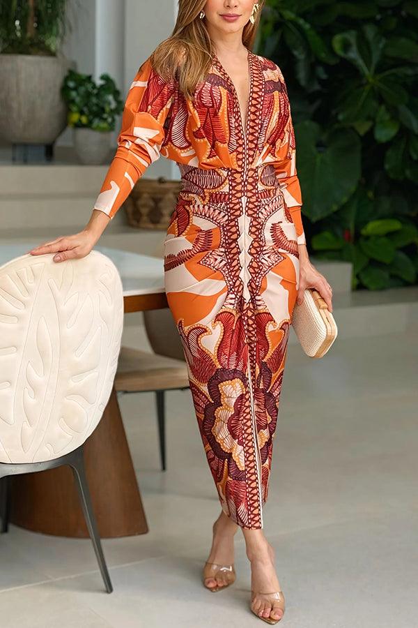 Anna-Berg | Effortless Unique Print Dolman Midi Dress