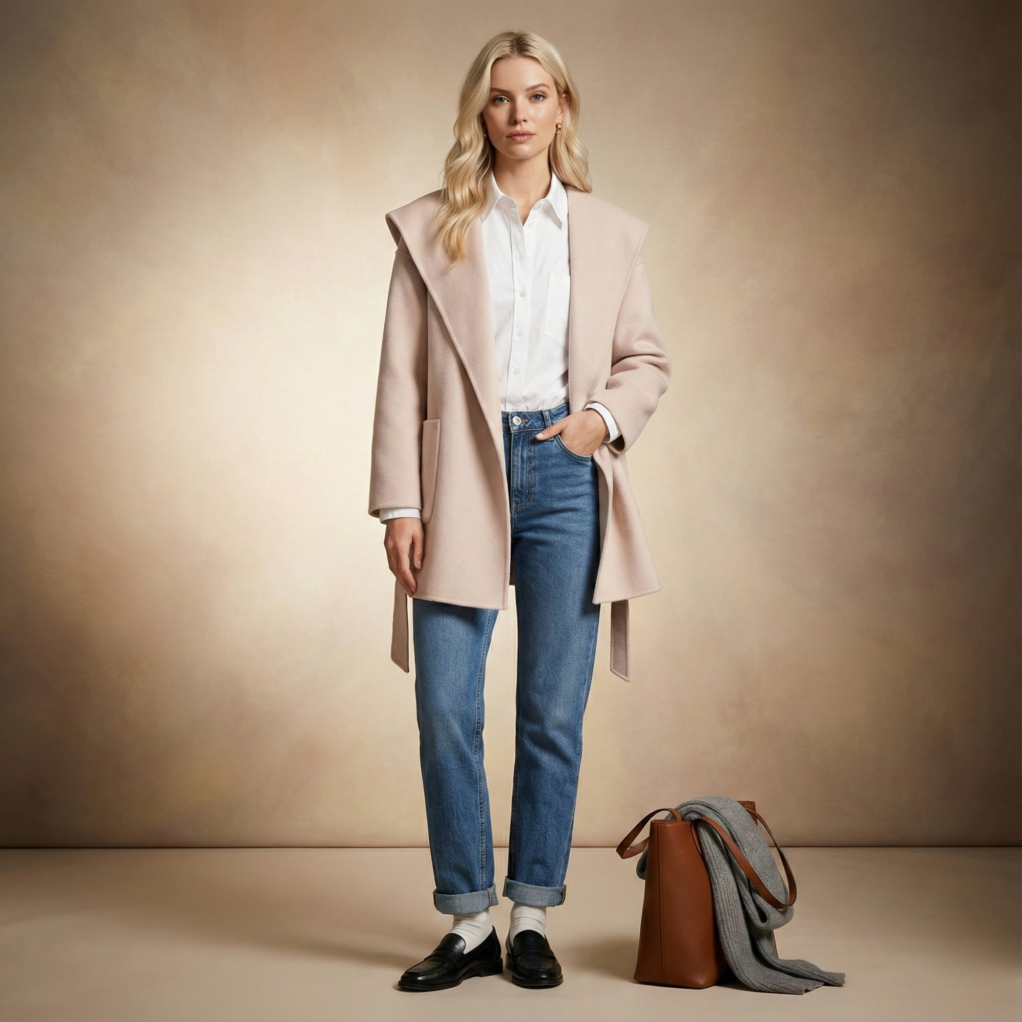 Anna-Berg | Coat, Camel Hair, Long, Pointed