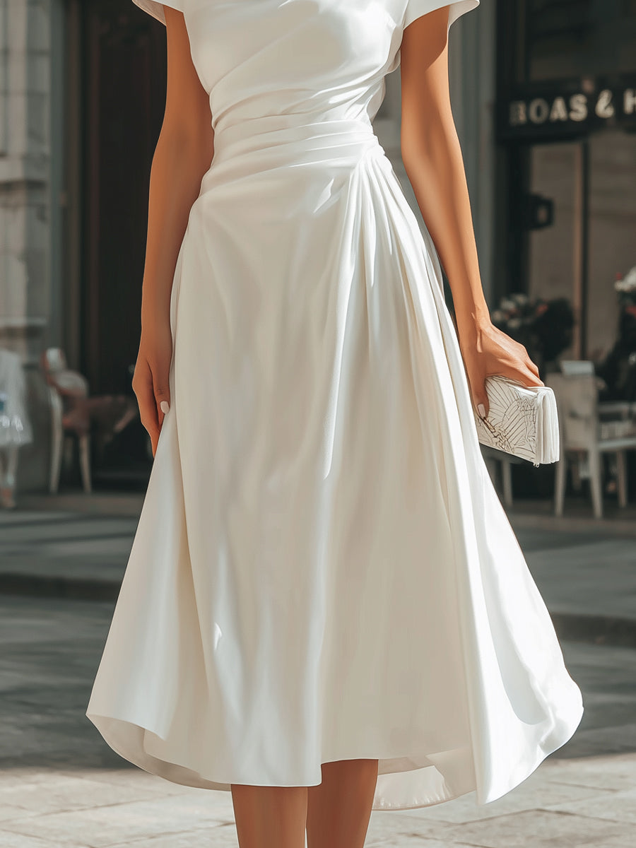 Anna-Berg | Draped Asymmetric Midi Dress