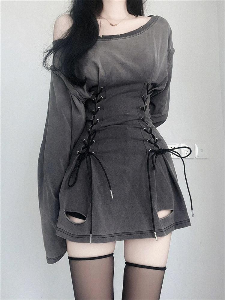 Anna-Berg | Acubi Smoke Lace Up Dress