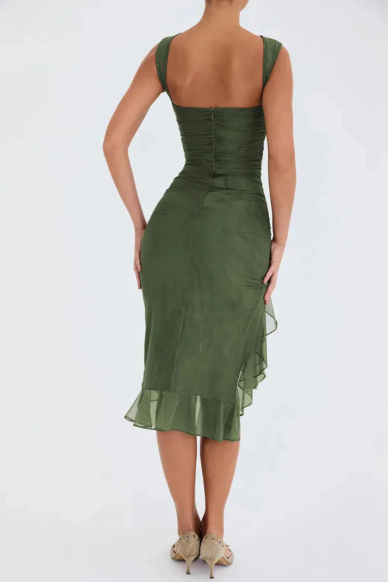 Anna-Berg | Asymmetric Ruffled Mesh Dress