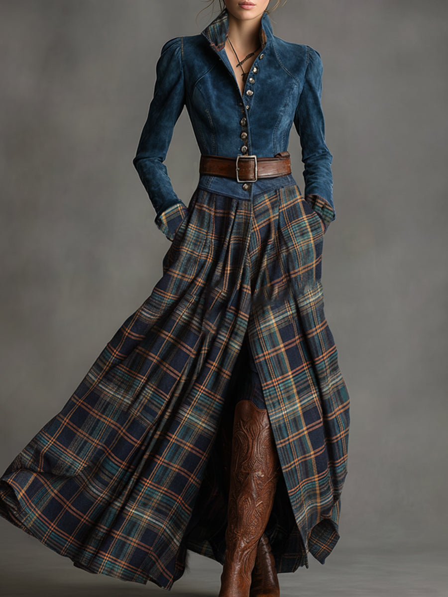 Anna-Berg | Blue Faux Suede Casual Dress