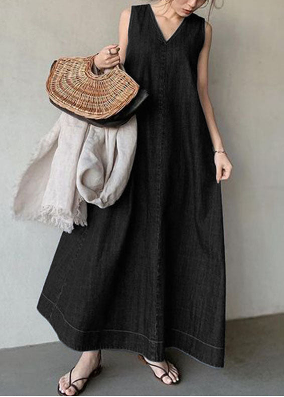 Anna-Berg | Bohemian Navy V Neck Cold Dress