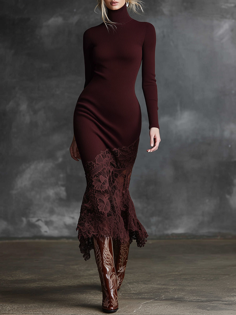 Anna-Berg | Burgundy Lace Evening Dress