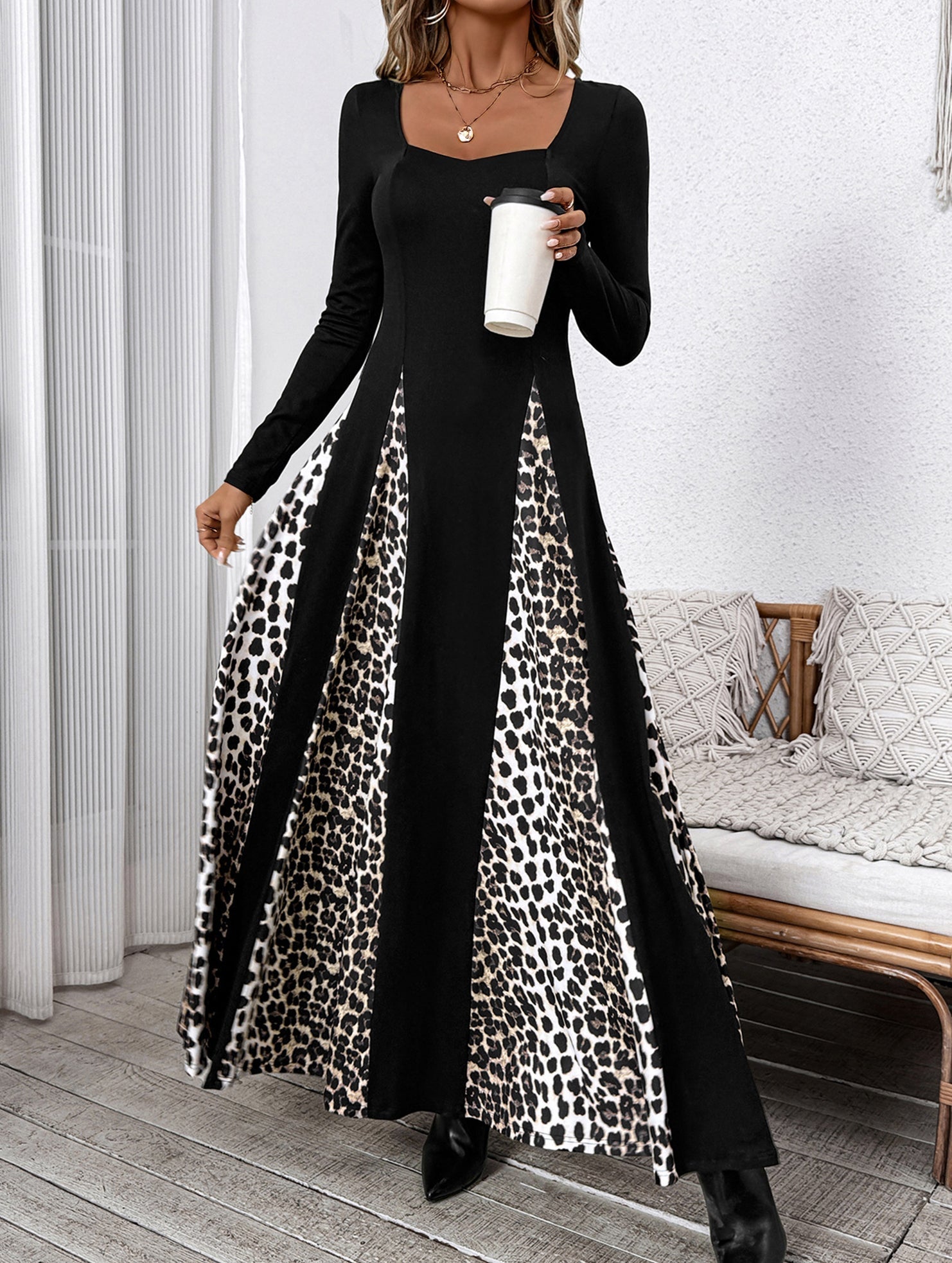 Anna-Berg | Retro High Waist Leopard Print Dress