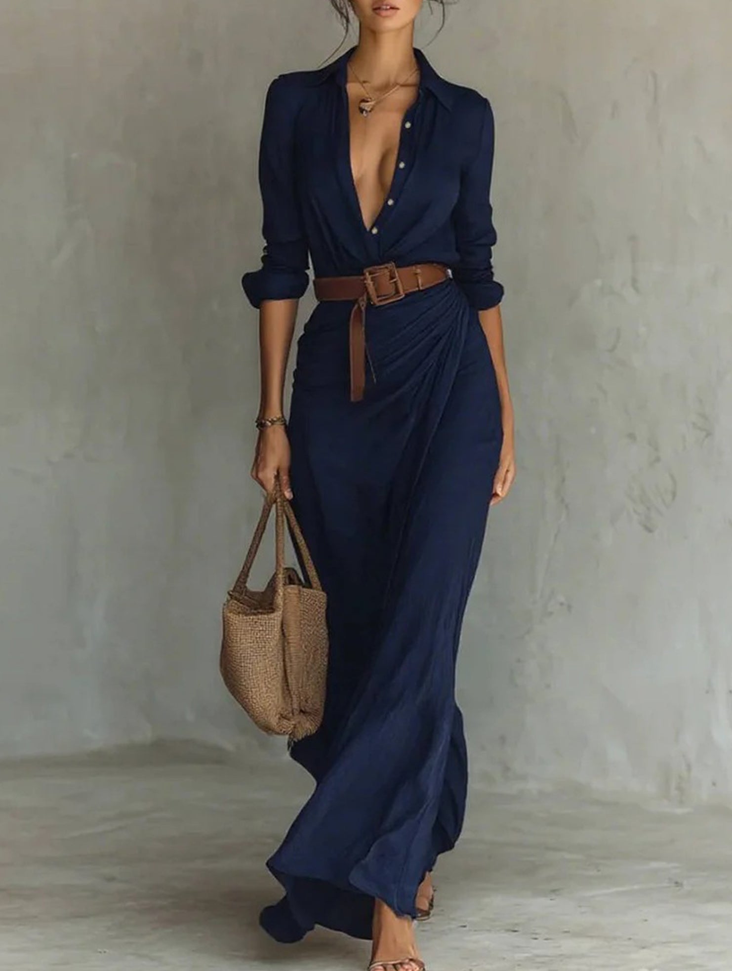 Anna-Berg | Solid Color Irregular Pleated Dress