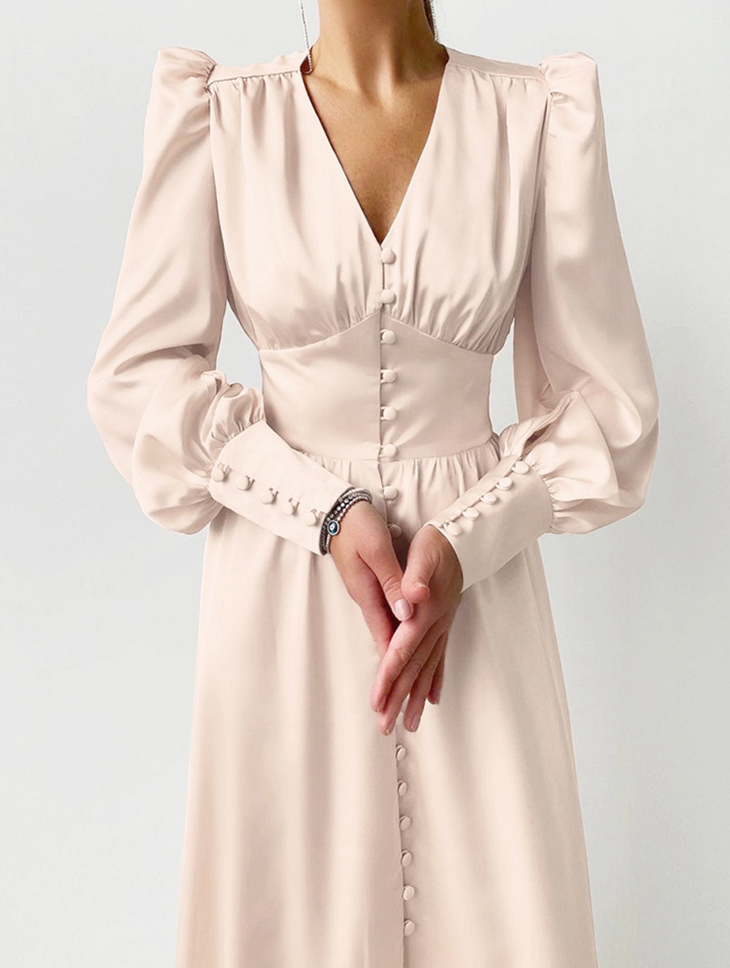 Anna-Berg | Retro V-Neck Waist Dress