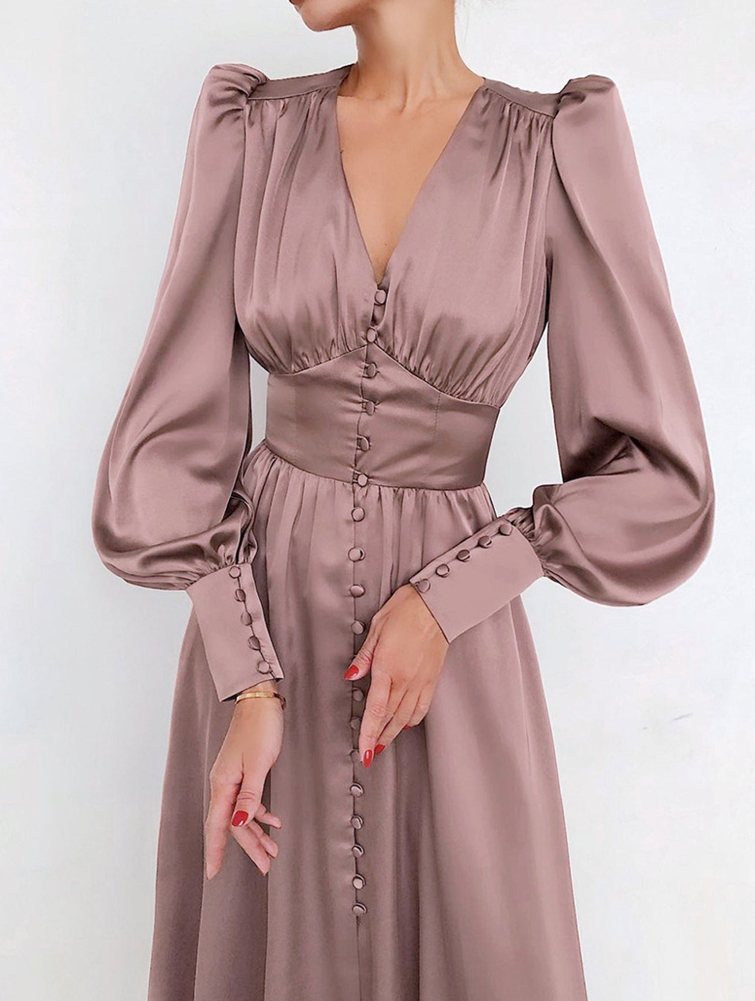 Anna-Berg | Retro V-Neck Waist Dress