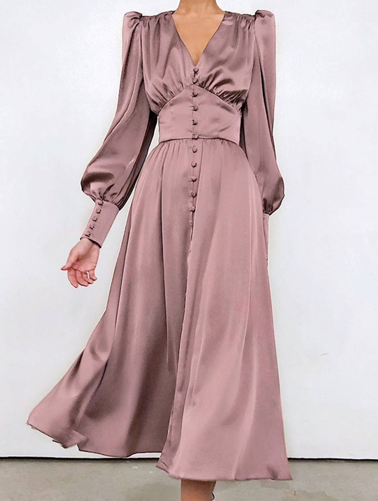 Anna-Berg | Retro V-Neck Waist Dress