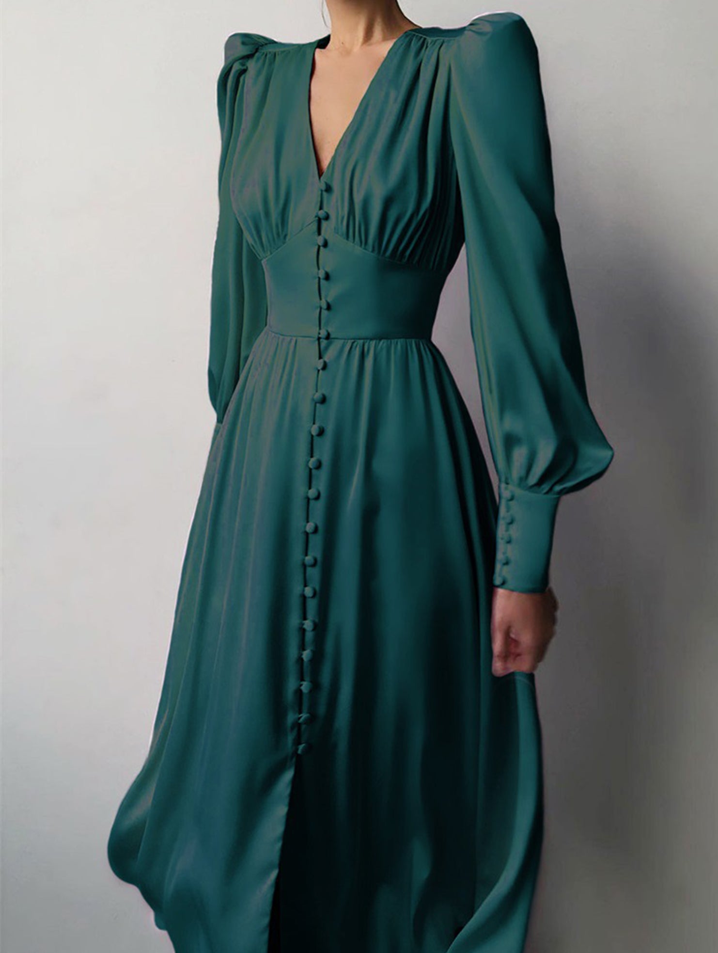Anna-Berg | Retro V-Neck Waist Dress